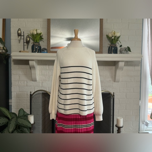 Lilla P Striped Rib Raglan Sweater - size XL - Picture 5 of 10